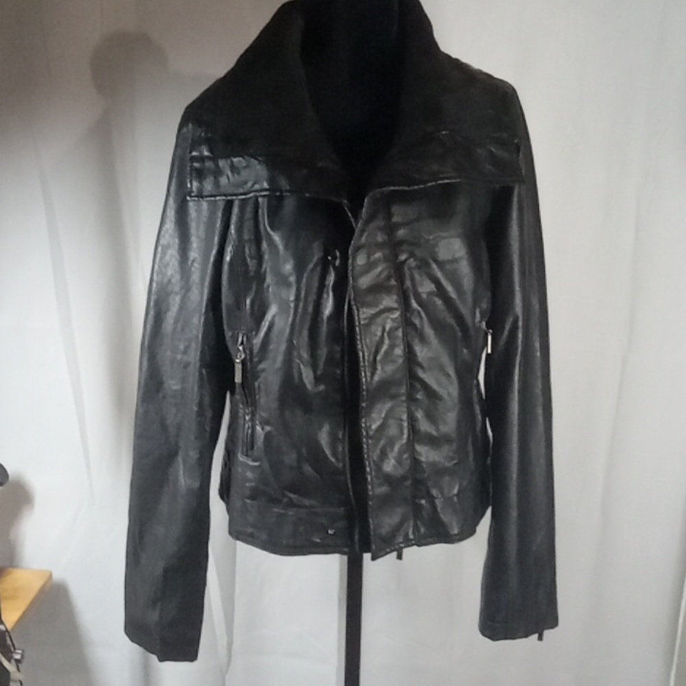 Lane crawford black women's leather jacket small/ medium